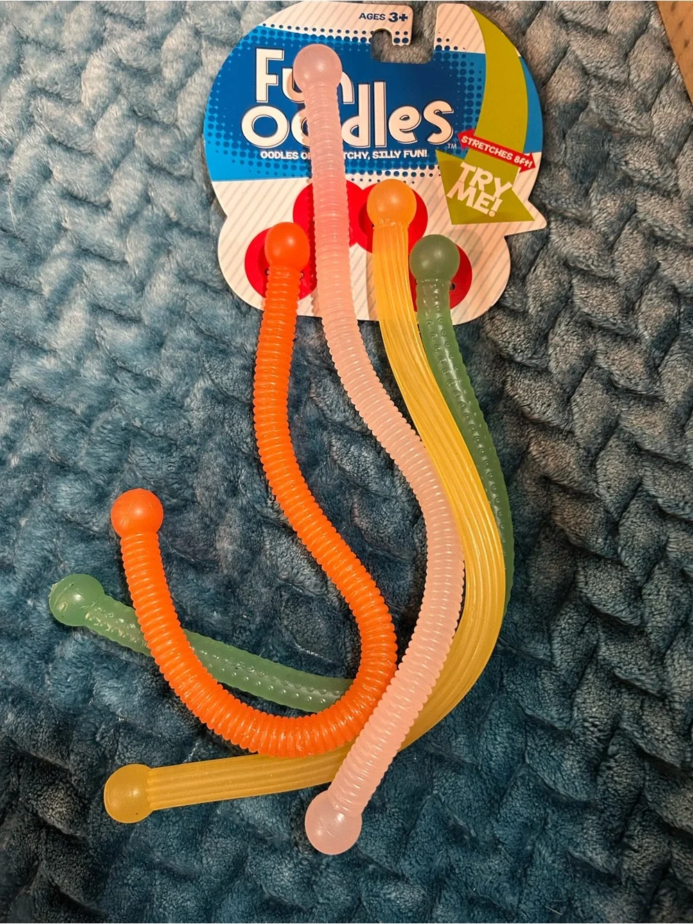 Fun Oodles Stretchy Sensory Fidgets - Orange, Pink, Yellow, Green